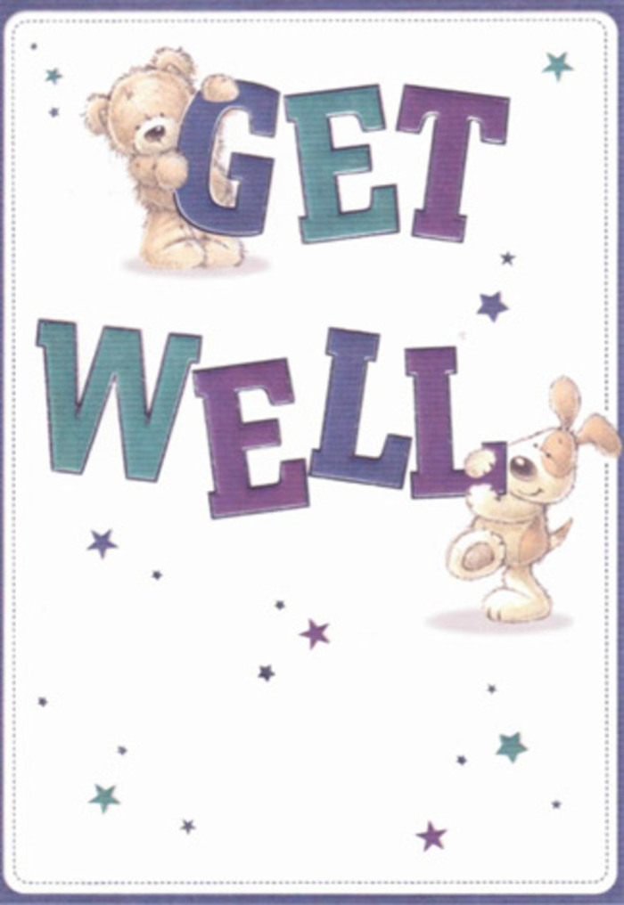 This get well card brings a wash of cheerful resilience, perfectly suited for a loved one recovering in Hanwell or nearby. The artwork is anchored by the joyful pairing of a round, cuddly bear and a floppy-eared puppy, their fur delicately shaded to invite thoughts of cozy comfort. Dancing playfully around the central figures, twinkling stars cast flecks of purple and blue, as if scattering gentle wishes through the tranquil evening air above Bunny Park. The confident block letters, rendered in gradients of vibrant purples and aquas, add a bold sense of assurance to the message-much like a well-crafted floral bouquet offers strength through its lush presence. Each detail, from the off-white background enhancing the card's crispness to the affectionate interaction between the two friends, evokes the sincere care local florists invest in every arrangement. Imagine pairing this card with fresh, hand-tied blooms delivered from Flower Delivery Hanwell, the combined gesture offering both visual and emotional warmth. Altogether, the design is an invitation to heal and smile, a bright spot for anyone needing encouragement in our Hanwell community.