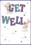 With vibrant whimsy and a tangible sense of comfort, this get well card springs to life, captured in an illustration that feels at home in the heart of Hanwell. Two endearing characters-a honey-brown teddy bear and a floppy-eared pup-are pictured immersed in the joyful delivery of 'Get Well' wishes, each figure cradling brightly shaded letters in rich personal hues of indigo and teal. The background glows in inviting cream, making the lively tones stand out, reminiscent of the subtle morning light filtering through Hanwell's leafy avenues. Twinkling blue and purple stars scatter across the frame, their sparkling charm reminiscent of peaceful nights over the River Brent. The layered texture of the bear's fur and the puppy's ears evoke warmth and the safety of a reassuring hug, much like the feeling of receiving a bouquet thoughtfully crafted by local hands. This card, infused with optimism and playful sincerity, delivers emotional salve in every brushstroke, the perfect accompaniment to a bouquet sent to brighten recovery days in Hanwell.